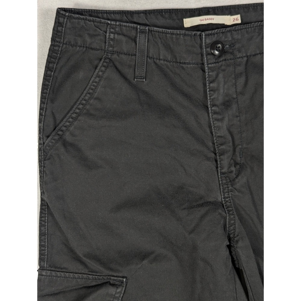 Levis 94 Baggy Cargo Pants Womens 26 Black Wide Leg Utility